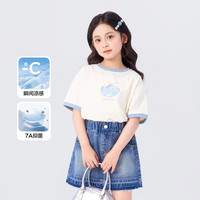 左西童装女童短袖t恤儿童夏季上衣2025女孩大童洋气撞色半袖