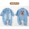 kmi婴儿哈衣春秋季男女宝宝牛仔连体衣春装爬服新生儿外出服潮服 浅牛仔哈衣