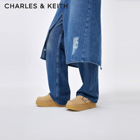 CHARLES&KEITH厚底加绒内里保暖外穿包头勃肯鞋穆勒鞋女CK1-80920028 Camel驼色 36