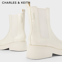 CHARLES&KEITH【SALE】时尚漆皮切尔西靴女CK1-90280050 Cream奶白色 39