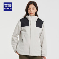 罗蒙女款休闲撞色夹克外套时尚百搭外套女 木槿紫/黑色 M