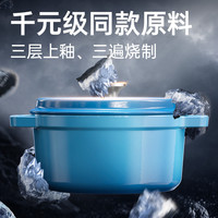 炊大皇珐琅锅铸铁锅家用炖锅砂锅汤锅焖烧锅不粘锅电磁炉燃气煮锅 【中国红22CM】2.8升 珐琅 千元锅品质