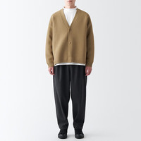 无印良品(無印良品 MUJI)Labo 男女通用 可水洗 V领开衫 针织毛衣外套秋冬款 米色 M(170/88A)