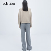 edition毛织外套女冬牦牛绒羊毛复古慵懒风V领开衫外套 浅花杏色 S/160