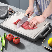 康巴赫菜板双面抗菌防霉家用不锈钢菜板砧板案板切菜板厨房刀面板 大号搭配304擀面杖 【升级加厚 双面抗菌99.9%】赠吉兔筷子10双（3-6人适用）