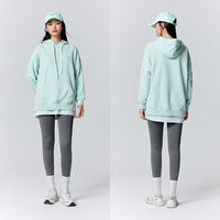 森马 Semir卫衣女中长款宽松开叉字母冬季发热抗菌抓绒连帽衣服休闲百搭 粉绿40373 180/100A/XXXL