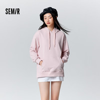 森马 Semir卫衣女中长款宽松开叉字母冬季发热抗菌抓绒连帽衣服休闲百搭 粉红60046 175/96A/XXL