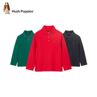暇步士(Hush Puppies)童装儿童男大童秋季时尚简约长袖Polo衫 松叶绿 120 cm 120cm