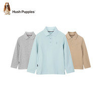 暇步士(Hush Puppies)童装儿童男大童秋季时尚简约长袖Polo衫 藏蓝 130 cm 130cm