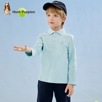 暇步士(Hush Puppies)童装儿童男大童秋季时尚简约长袖Polo衫 玻璃蓝 140 cm 140cm