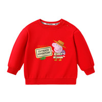 小猪佩奇童装男童卫衣儿童长袖童装女童上衣宝宝圆领衣服中小童 冒险大红(春秋款) 120CM