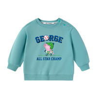 小猪佩奇童装男童卫衣儿童长袖童装女童上衣宝宝圆领衣服中小童 棒球佩奇青矾绿(春秋款) 110CM