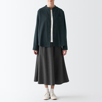 无印良品（無印良品 MUJI） 女式 法兰绒 立领衬衫长袖格子上衣秋季白衬衣纯棉全棉 BCB41C2A 炭灰色 S