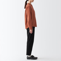 无印良品（無印良品 MUJI） 女式 法兰绒 立领衬衫长袖格子上衣秋季白衬衣纯棉全棉 BCB41C2A 深橙色 XXL