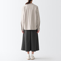 无印良品（無印良品 MUJI） 女式 法兰绒 立领衬衫长袖格子上衣秋季白衬衣纯棉全棉 BCB41C2A 米色 S