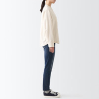 无印良品（無印良品 MUJI） 女式 法兰绒 立领衬衫长袖格子上衣秋季白衬衣纯棉全棉 BCB41C2A 原色 XXL