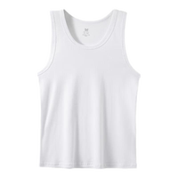 猫人背心男士纯棉夏季薄款螺纹100%全棉健身跨栏弹力打底汗衫男式 白色 3XL【建议145-170斤】