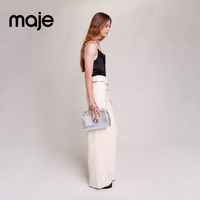 Maje 女装时尚腰链花呢宽松直筒休闲阔腿裤长裤MFPPA00555 淡褐色 T40