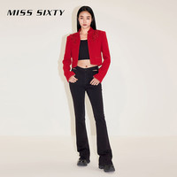 MISS SIXTY【新中式】羊毛花呢外套女复古国风大红色重工钉珠片 大红 S