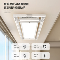 盼盼 PANPAN电动晾衣架语音智能遥控小易控声自动升降晾衣杆阳台晒衣架 白-小屏照明+烘干风干+离线语音(普通四杆)