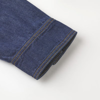 朗姿【王楚然同款】纯棉复古气质蓝色牛仔长袖衬衫上衣女24春衬衣 藏蓝色 M