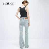 edition牛仔裤女春腰头散边复古紧身喇叭裤显瘦浅蓝色 牛仔蓝色 29 /XL