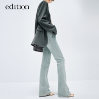 edition牛仔裤女春腰头散边复古紧身喇叭裤显瘦浅蓝色 牛仔蓝色K03 24 /XXS