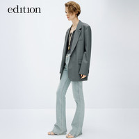 edition牛仔裤女春腰头散边复古紧身喇叭裤显瘦浅蓝色 牛仔蓝色K03 26 /S