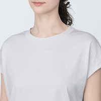 無印良品 MUJI（無印良品 ）女式 天竺织 法国袖T恤 短袖上衣打底衫内搭 BB2Q2A4S 浅灰色 M (160/84A)