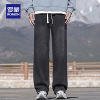 罗蒙男士时尚牛仔裤2024秋季简约休闲复古宽松阔腿百搭长裤子 泥土黄 XL 175 【150-170斤】