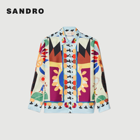 SANDRO【联名系列】24春秋款女装设计感印花长袖衬衫SFPCM01152 MULT/多色 4