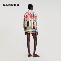 SANDRO【联名系列】24春秋款女装设计感印花长袖衬衫SFPCM01152 MULT/多色 2