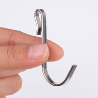 美外不锈钢方管挂钩家用S型钩子厨房浴室小钩置物架扁钢卡勾卧室配件 不锈钢亮光银色 反向卡扣款中号【2.0】10个装