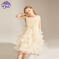 小马宝莉女童时尚连衣裙2025夏中大童女孩甜美超仙网纱公主裙裙-六一 杏色 120