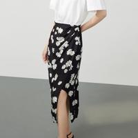 丽丽 LILY秋季别致开叉时尚女神范印花半身裙女