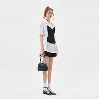 5+ Five Plus女夏装小众短袖衬衫女收腰撞色拼接别致衬衣潮
