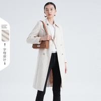 【品牌老花字母】春季简约气质高级感中长款西装领风衣外套女