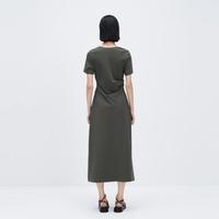 2024夏季气质通勤不规则捏褶女士开衩连衣裙