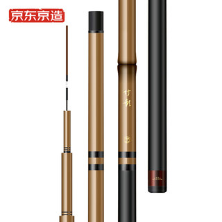 京东京造 竹影小综合仿竹钓鱼竿手竿超硬轻量碳素鲢鳙竿鲤鱼台钓竿4.5m 4.5H 28调 小综合