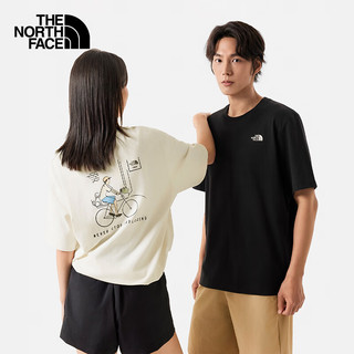 北面（The North Face）【都市经典系列】短袖T恤款山夏印花舒适透气户外|8CSW QLI/沙丘白 2XL