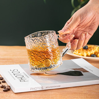乐唯诗玄冰杯玻璃水杯家用高颜值咖啡牛奶杯子办公室带把喝水杯