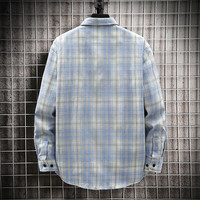 NASA KINGNASAKING格子衬衫长袖2025春夏季宽松百搭衬衣外套休闲男装上衣服 黑色 薄款 XL (175)