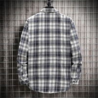 NASA KINGNASAKING格子衬衫长袖2025春夏季宽松百搭衬衣外套休闲男装上衣服 白色 薄款 4XL (190)