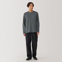 無印良品 MUJI（無印良品 ）男式 水洗 天竺织 圆领长袖T恤 男士打底衫男款秋季AB1LLA4A 中灰色 S （165/84A）