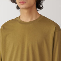 無印良品 MUJI（無印良品 ）男式 水洗 天竺织 圆领长袖T恤 男士打底衫男款秋季AB1LLA4A 深暗黄色 L （175/100A）