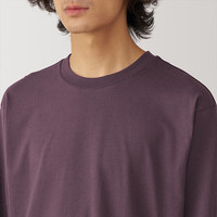 無印良品 MUJI（無印良品 ）男式 水洗 天竺织 圆领长袖T恤 男士打底衫男款秋季AB1LLA4A 深紫色 XL （180/104A）