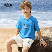 迪士尼（DISNEY）儿童男童时尚针织卡通短袖T恤中大童半袖上衣25夏DB421BE08蓝
