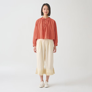 無印良品 MUJI 無印良品  IDEE 女式 强捻长袖衬衫女士衬衣内搭春秋GAD04C4S 红色 M （155/80A）