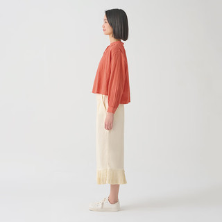 無印良品 MUJI 無印良品  IDEE 女式 强捻长袖衬衫女士衬衣内搭春秋GAD04C4S 红色 M （155/80A）