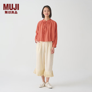 無印良品 MUJI 無印良品  IDEE 女式 强捻长袖衬衫女士衬衣内搭春秋GAD04C4S 红色 M （155/80A）